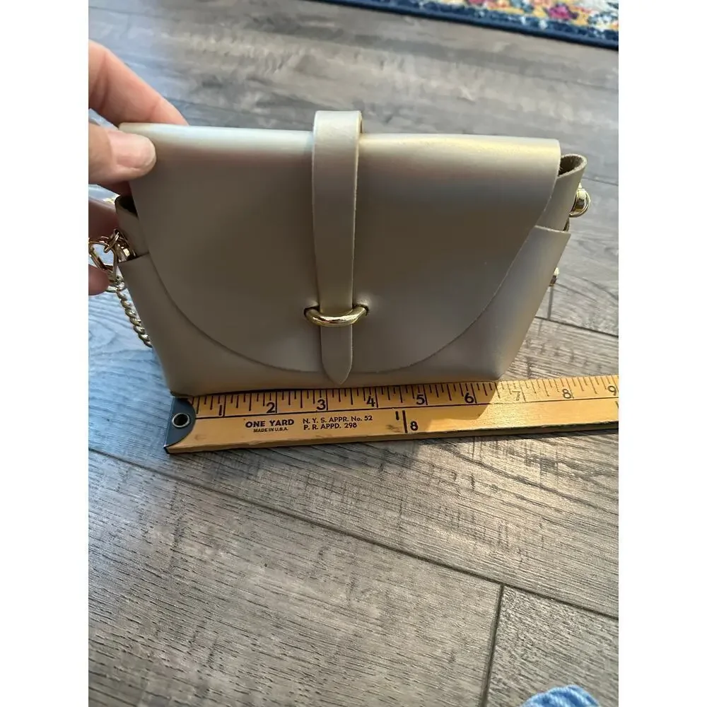 Vera Pelle made in Italy gold Genuine Leather Shoulder Bag Gold Chain purse